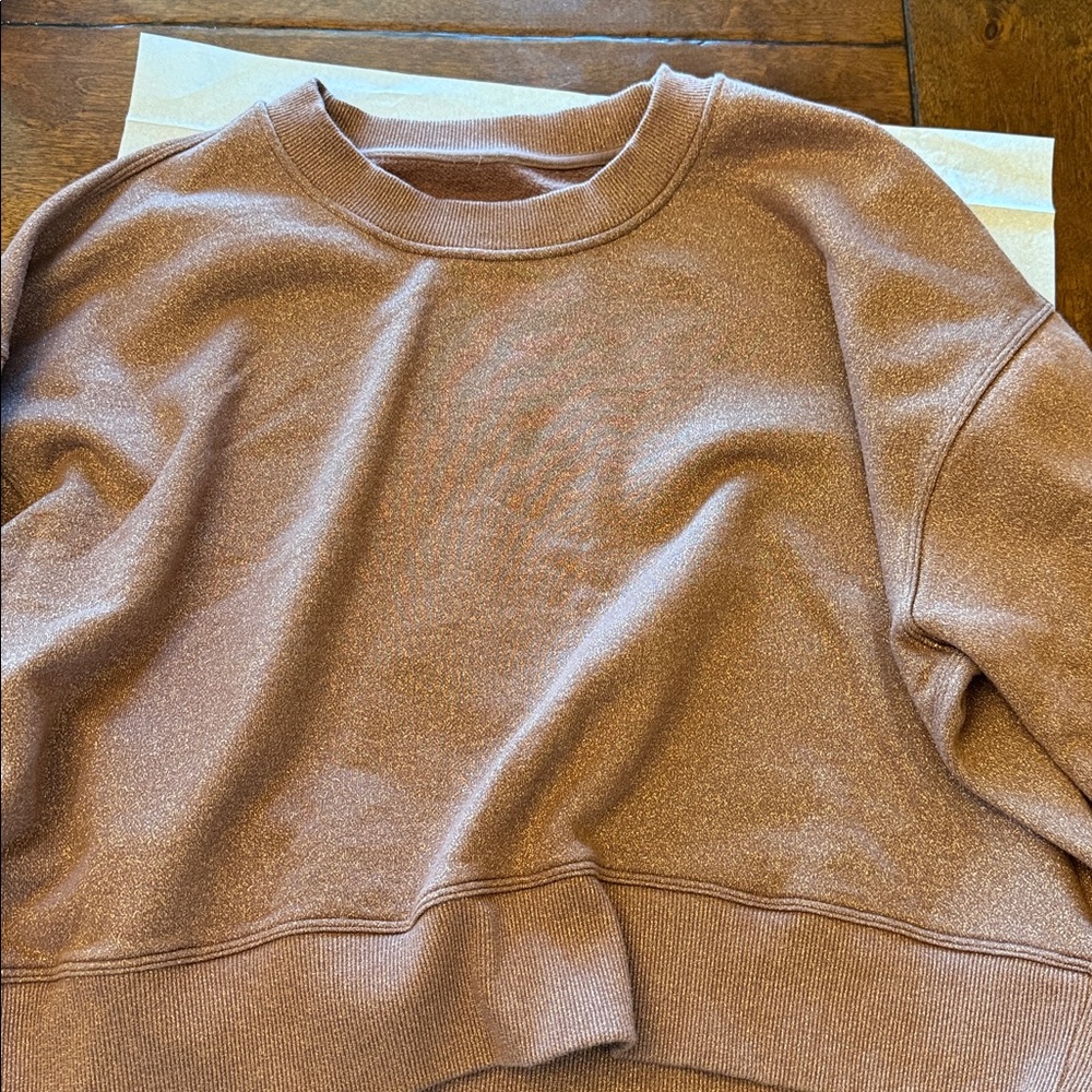 Lulu size 8 brown/rose gold glitter scuba cropped